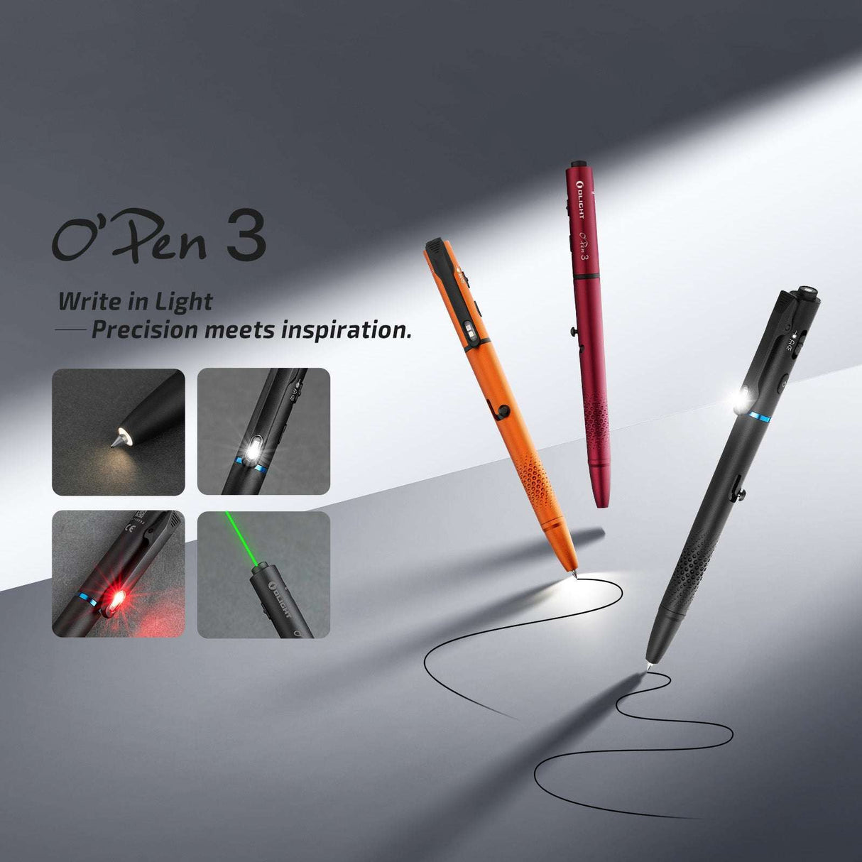 Olight O'Pen 3 | multifunktionale Stiftlampe | 120 lm + grüner Laser